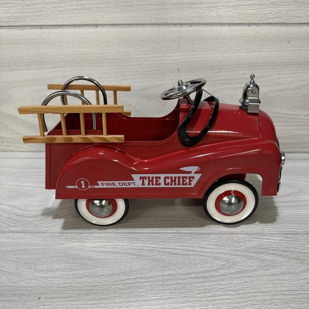 TELEFORA Vintage The Chief Fire Department Metal Toy Truck Planter 10x6x5